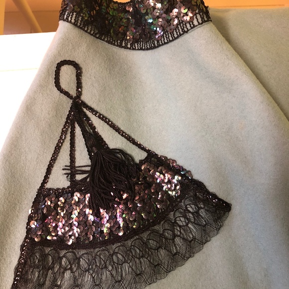 Casino night CIRCLE SKIRT from the 50's, wool felt, blue. Size XS. Rockabilly - Picture 5 of 16